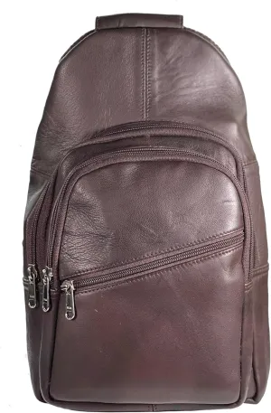 Bullz Crossbody Backpack Travel Hiking Chest Bag Daypack Leather Sling Bag for Men and Women (Brown)