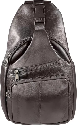 Bullz Crossbody Backpack Travel Hiking Chest Bag Daypack Leather Sling Bag for Men and Women (Brown)