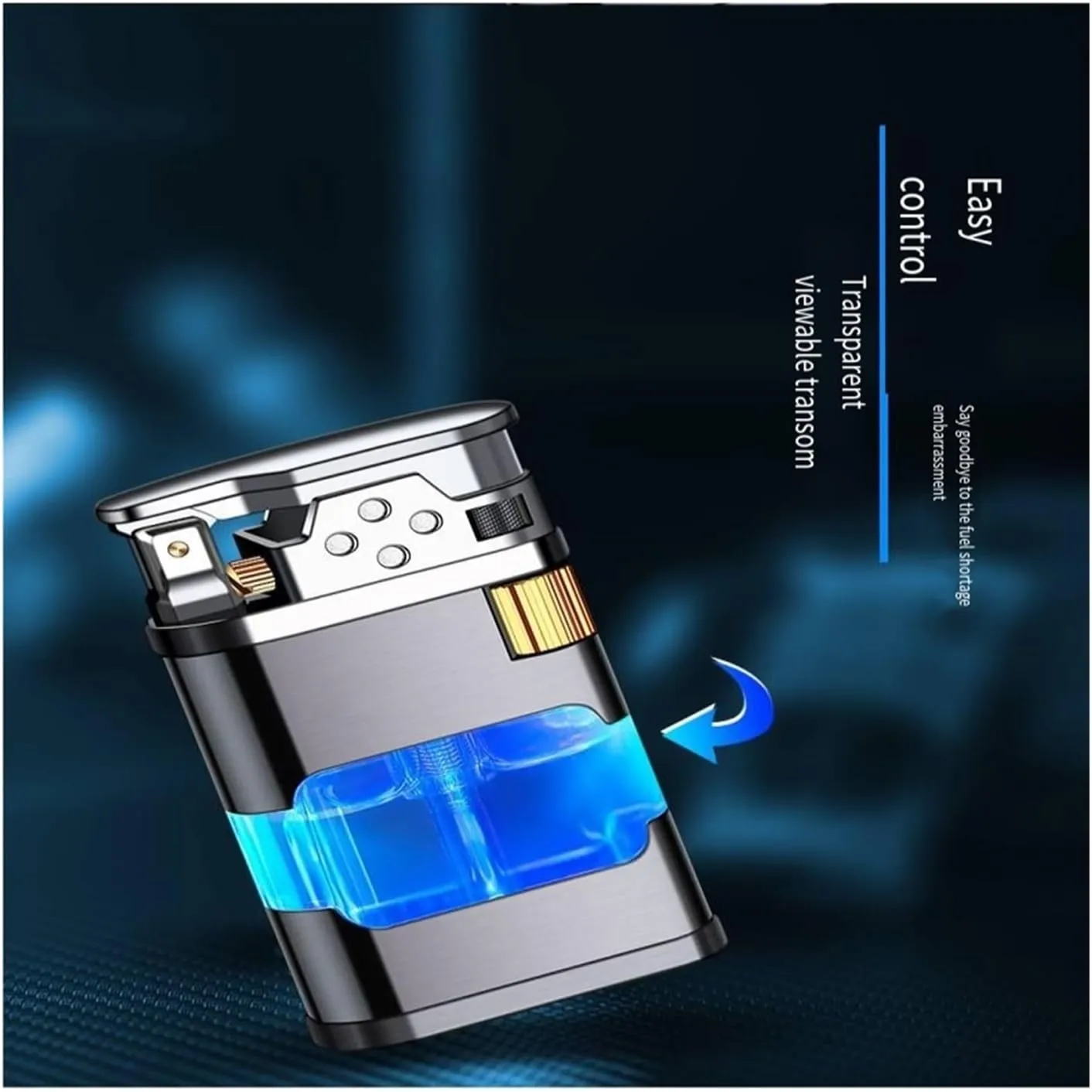 Butane Lighter With High Capacity Visual Gas Chamber - Jet Flame, Open Flame, Portable, Cigar Lighter - Refillable, Men's Gift (Color: Soft Fire Flam)