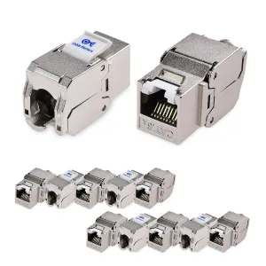 Cable Matters UL Listed 10Gbps 12-Pack RJ45 Shielded Cat6A / Cat6 Keystone Jack with Integrated Shutter