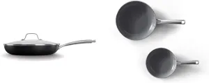 Calphalon Ceramic Frying Pan, Nonstick Oil-Infused Cookware with Stay-Cool Handles, PTFE and PFOA-Free, Dark Gray & Classic Oil Infused Ceramic, PTFE and PFOA Free, 2-Piece Fry Pan Combo