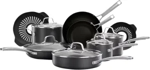 Calphalon Classic 14-Piece Hard Anodized Dishwasher Safe Cookware Set with No-Boil-Over Inserts