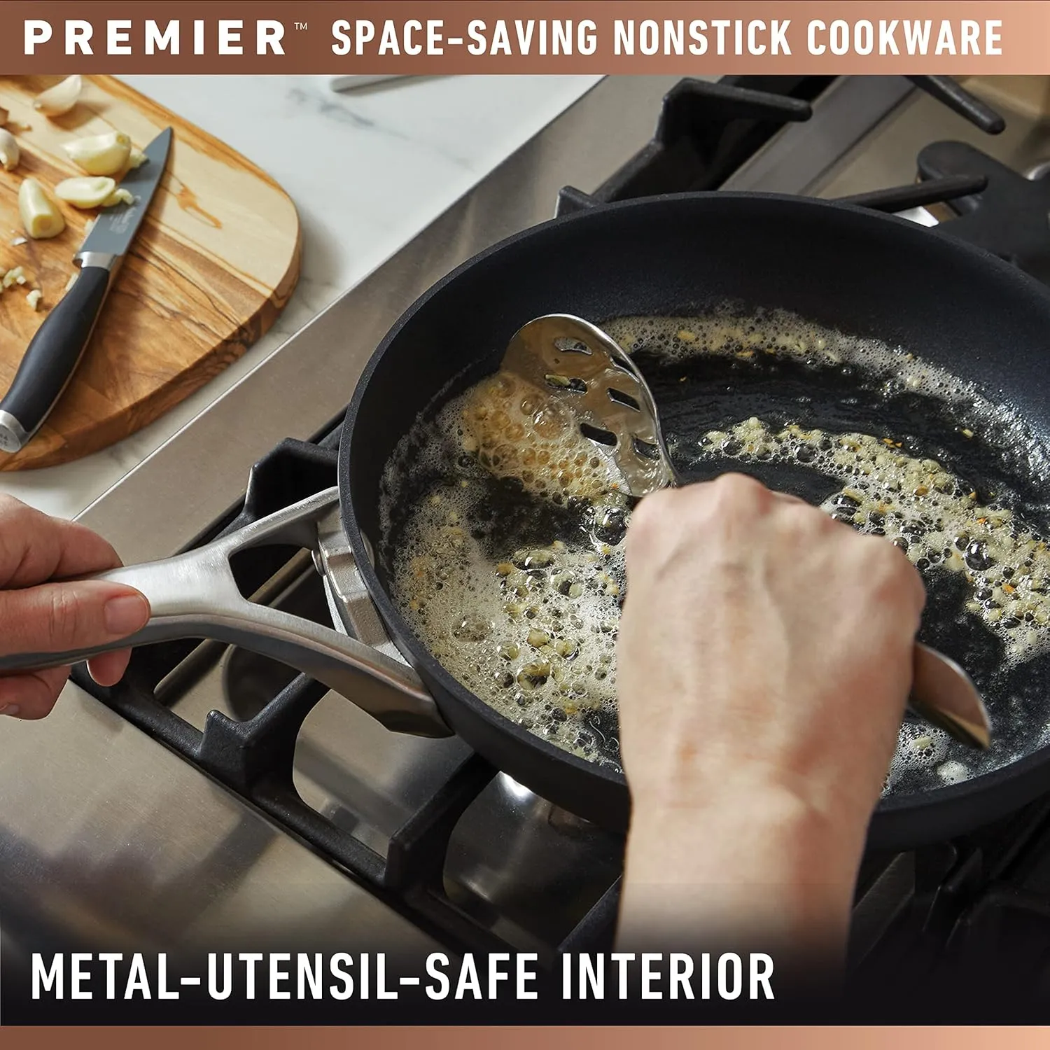 Calphalon Premier Space-Saving Nonstick Cookware Set, 8-Piece, Stackable, Hard-Anodized Aluminum