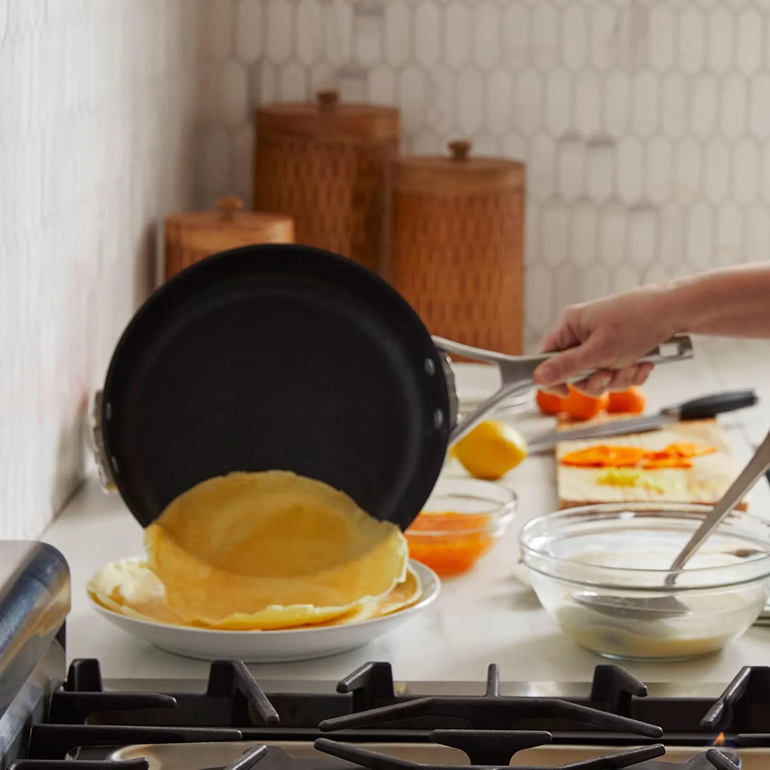 Calphalon Premier Space-Saving Nonstick Cookware Set, 8-Piece, Stackable, Hard-Anodized Aluminum