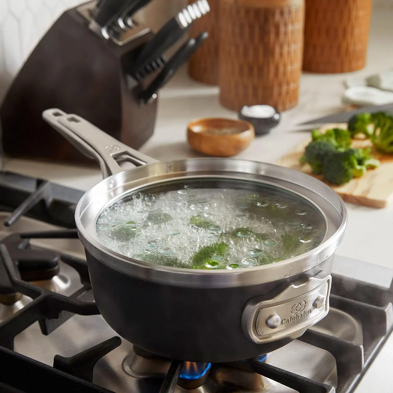 Calphalon Premier Space-Saving Nonstick Cookware Set, 8-Piece, Stackable, Hard-Anodized Aluminum