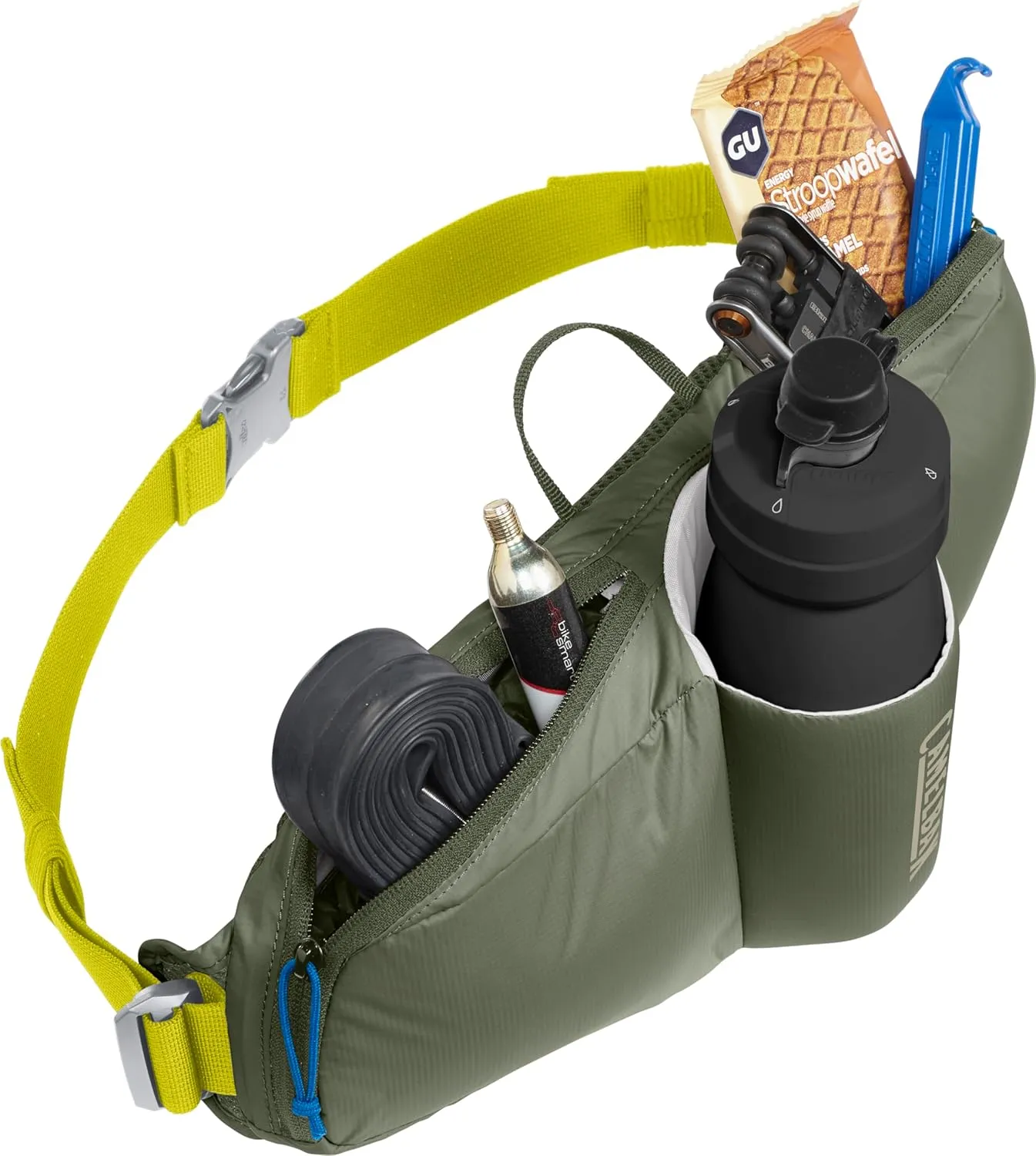 CamelBak Podium Flow 2 Waist Pack for Mountain Biking, Gravel Cycling - Contains 21 oz Podium Dirt Series Bike Bottle, Dusty Olive