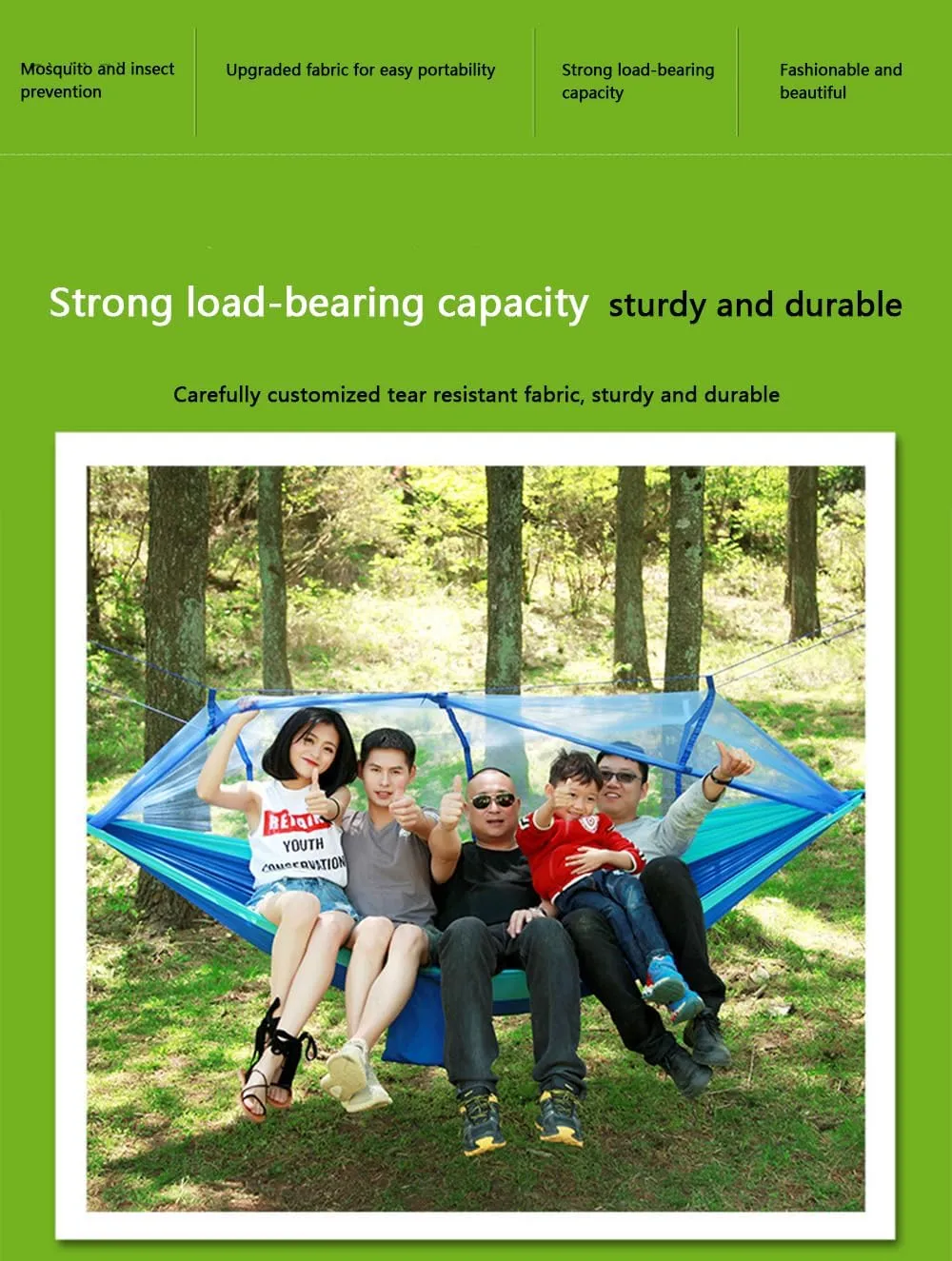 Camping Hammock -Portable Hammock，Insect and Mosquito nets, Multi-Person Load Bearing，Ultralight Nylon Camping Air Tent (Yellow Mixed with Fruit Green)