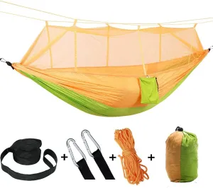 Camping Hammock -Portable Hammock，Insect and Mosquito nets, Multi-Person Load Bearing，Ultralight Nylon Camping Air Tent (Yellow Mixed with Fruit Green)