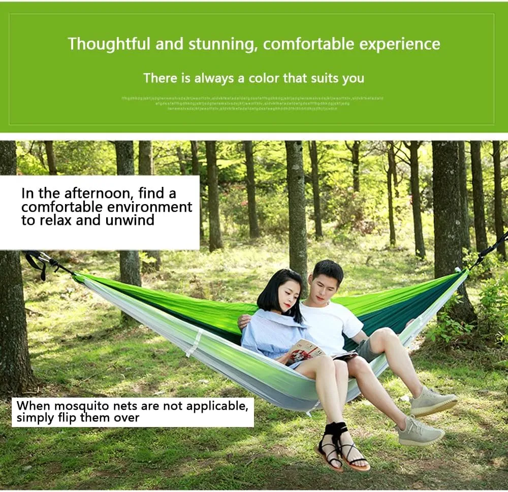 Camping Hammock -Portable Hammock，Insect and Mosquito nets, Multi-Person Load Bearing，Ultralight Nylon Camping Air Tent (Yellow Mixed with Fruit Green)