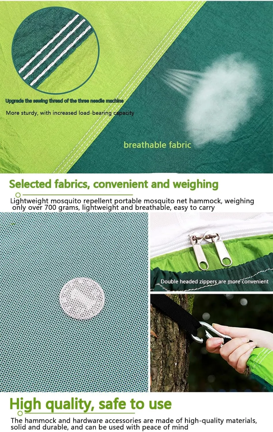 Camping Hammock -Portable Hammock，Insect and Mosquito nets, Multi-Person Load Bearing，Ultralight Nylon Camping Air Tent (Yellow Mixed with Fruit Green)