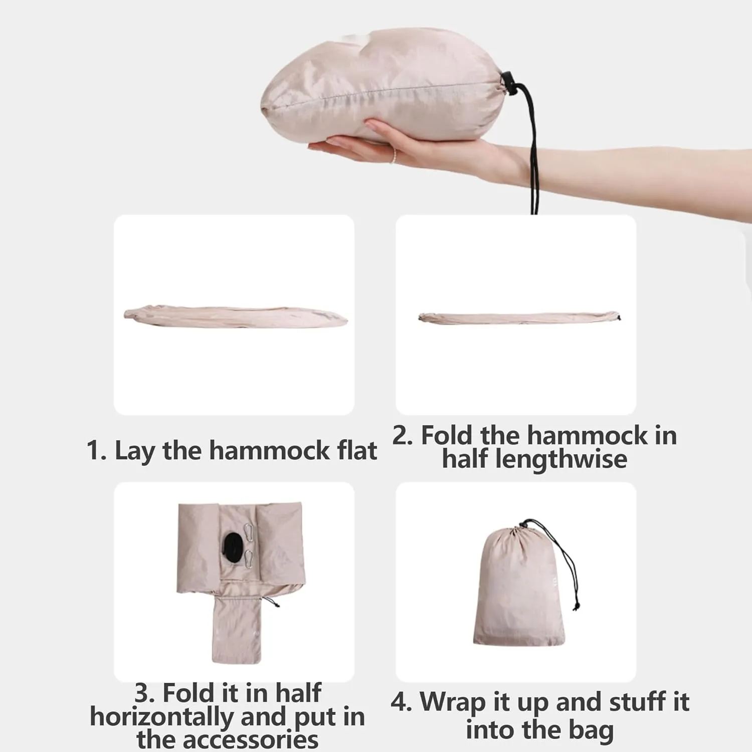 Camping Hammock with Mosquito Net,Portable Patio Hammock,with Compression Bag, Mounting Straps, Carabiners, for Terrace, Balcony, Garden, Outdoor, Camping White