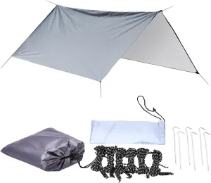Camping Tarp - 118Lx118W in - Outdoor Lightweight Tarpaulin Protection for Wind, Rain, and Sunlight - Heavy Duty Waterproof Tent Tarps for Camping, Gardening, Construction, and More - Grey