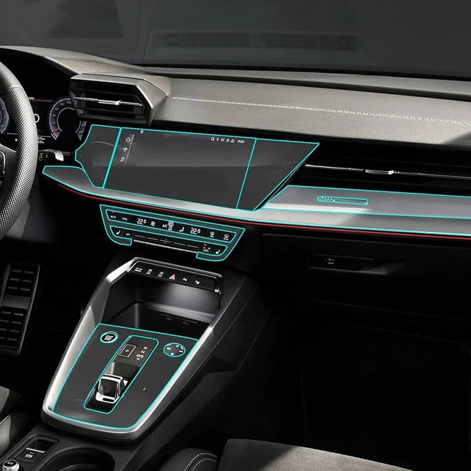 Car Interior Central Console Gear Dashboard Panel Navigation Screen Protective Film,Fit for Audi A3 8Y S3 2020 2021