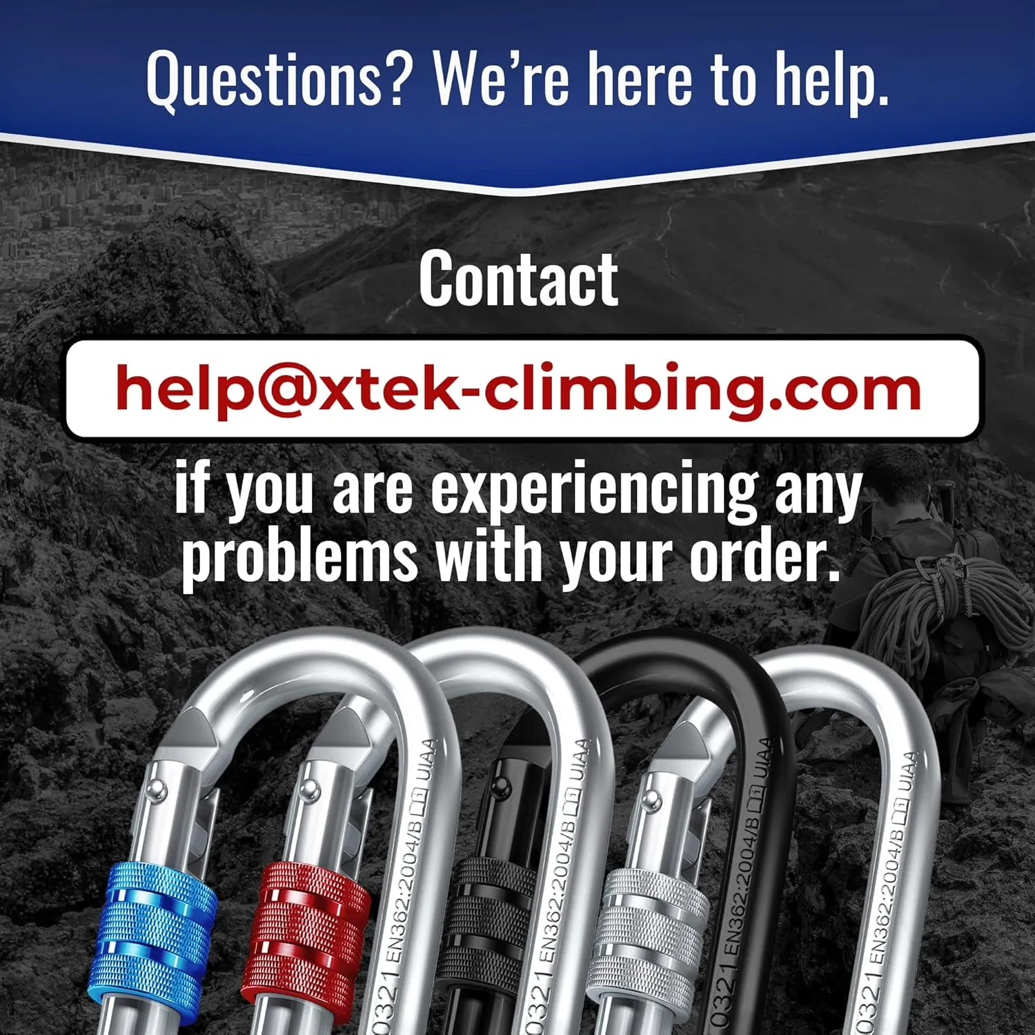 Carabiner Clip – UIAA Certified 25 kN 5620 LB, Large Heavy Duty Carabiners for Climbing: Oval-Shape, Screw Locking Steel Caribeener Clips, Hammocks, Hiking, Camping – Durable & Tested