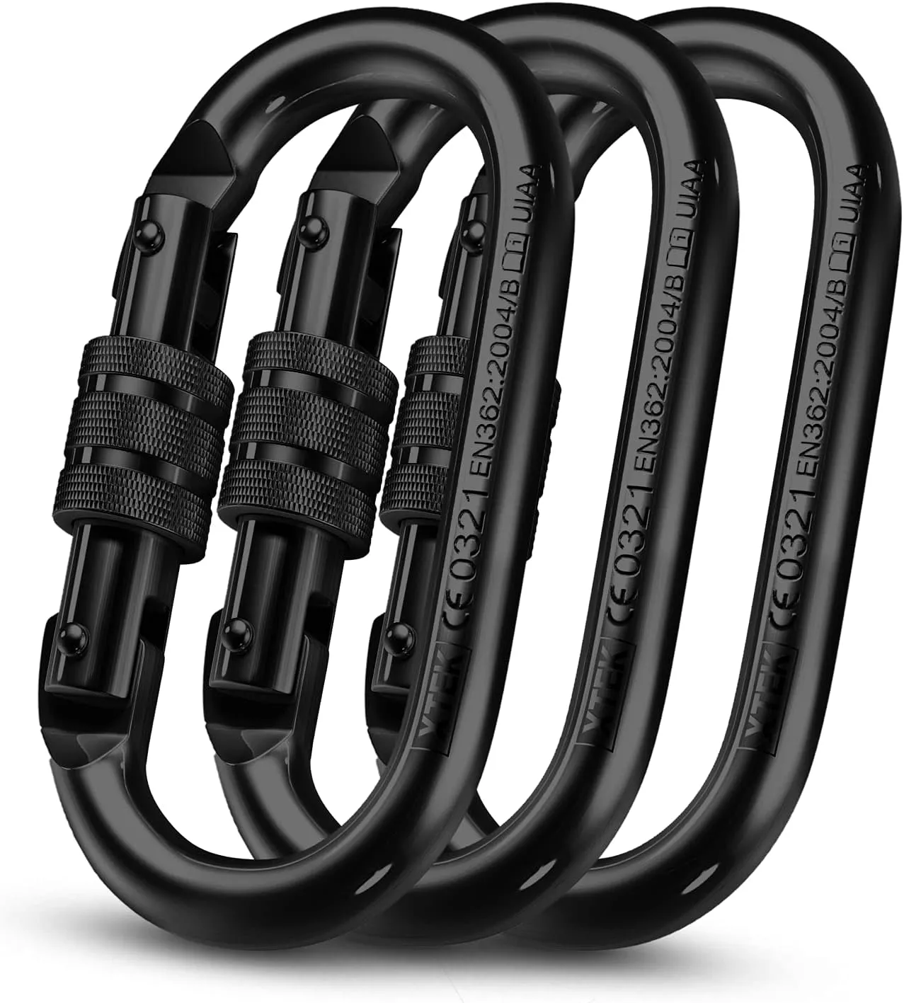 Carabiner Clip – UIAA Certified 25 kN 5620 LB, Large Heavy Duty Carabiners for Climbing: Oval-Shape, Screw Locking Steel Caribeener Clips, Hammocks, Hiking, Camping – Durable & Tested
