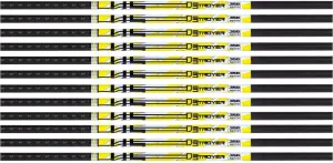 Carbon Express D-Stroyer Hunting Arrow Shafts with 2" Quadel Vanes, 12-Pack, High Modulus Carbon Weave, Dual Spine Weight Forward Technology, Laser Checked