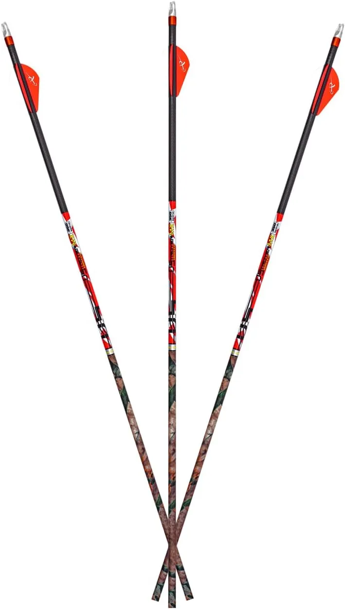 Carbon Express D-Stroyer MX Hunter Arrow Shafts (12-Pack), High Modulus Carbon Weave, Dual Spine Weight Forward Technology (2X The Accuracy), Laser Checked, Length 31.5” - 300, 350 or 400 Spine