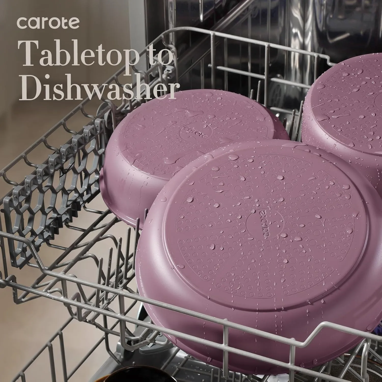 CAROTE 16pcs Pots and Pans Set, Nonstick Cookware Set Detachable Handle, Induction Kitchen Cookware Sets Non Stick with Removable Handle, RV Cookware Set, Gold and Purple
