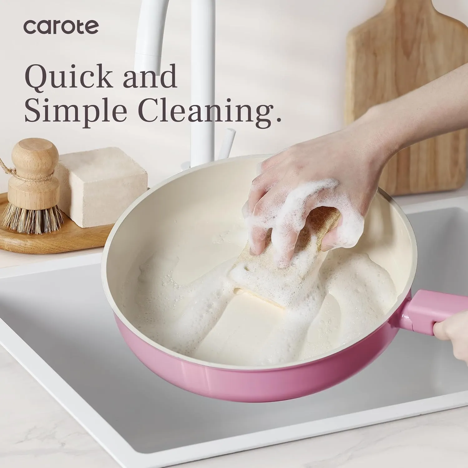 CAROTE Ceramic Pots and Pans, Nonstick Cookware Set Kitchen Cooking Sets, 14pcs Induction Pot and Pan Non Stick