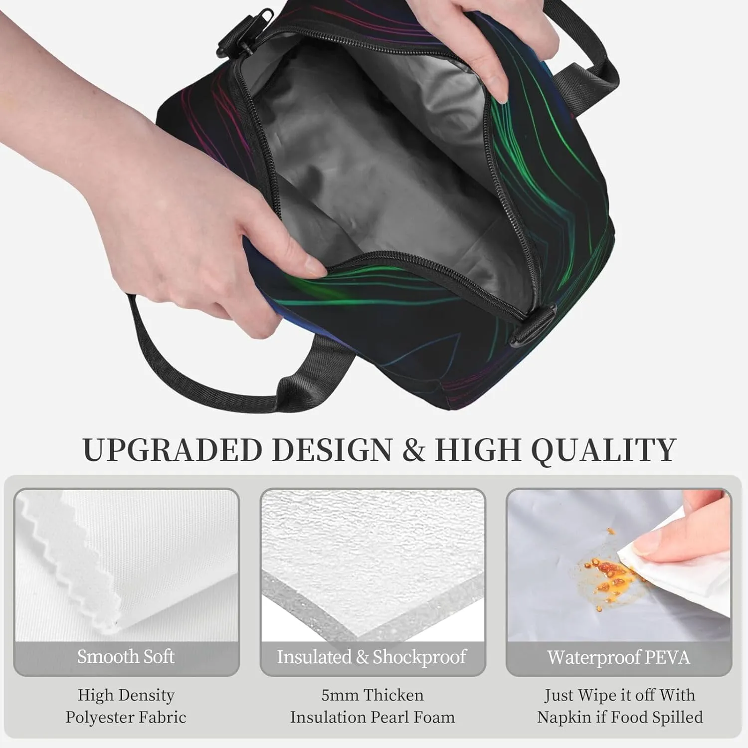 Casual Travel Daypacks Backpack With Lunch Box Sets Adjustable Shoulder Straps, Black4
