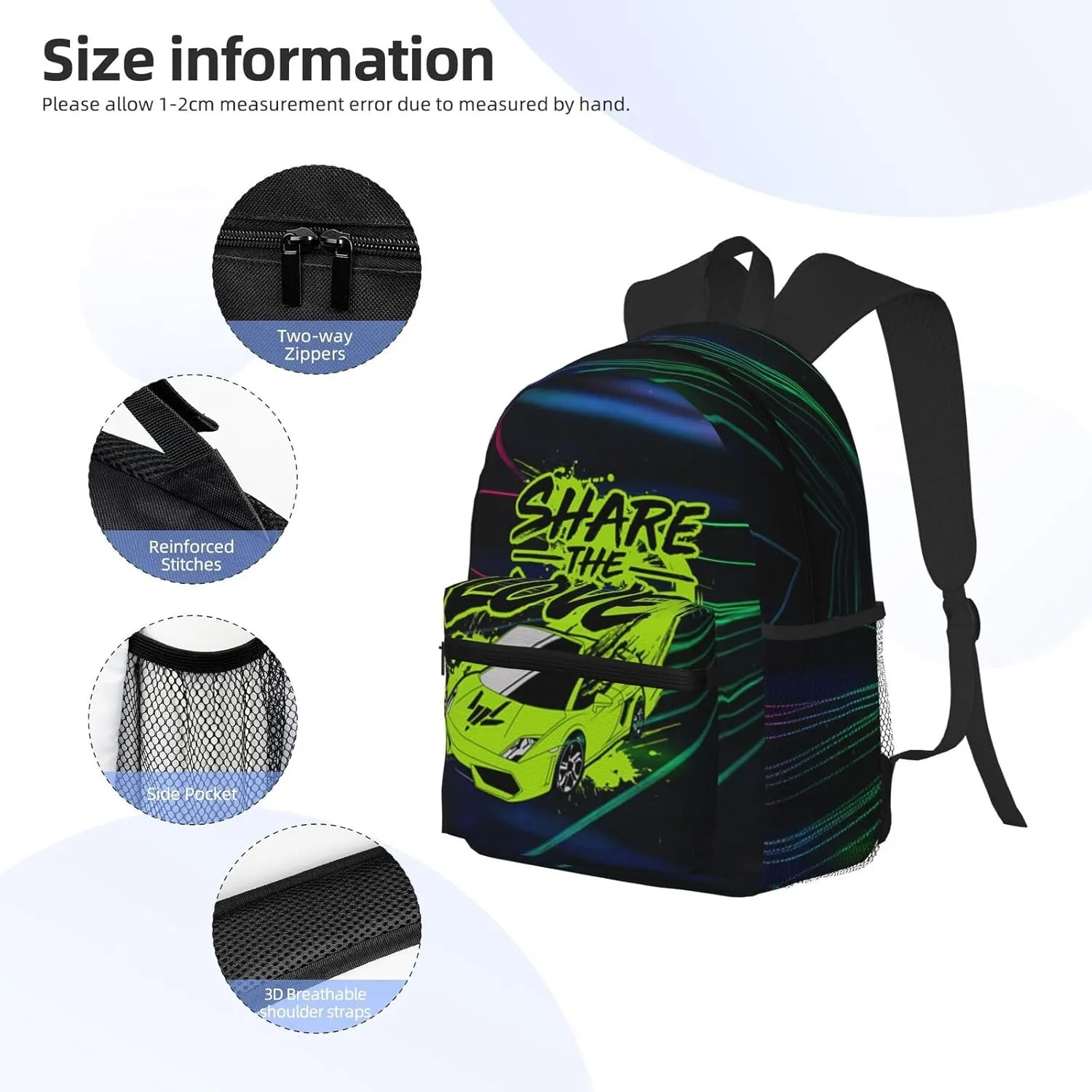 Casual Travel Daypacks Backpack With Lunch Box Sets Adjustable Shoulder Straps, Black4