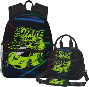 Casual Travel Daypacks Backpack With Lunch Box Sets Adjustable Shoulder Straps, Black4
