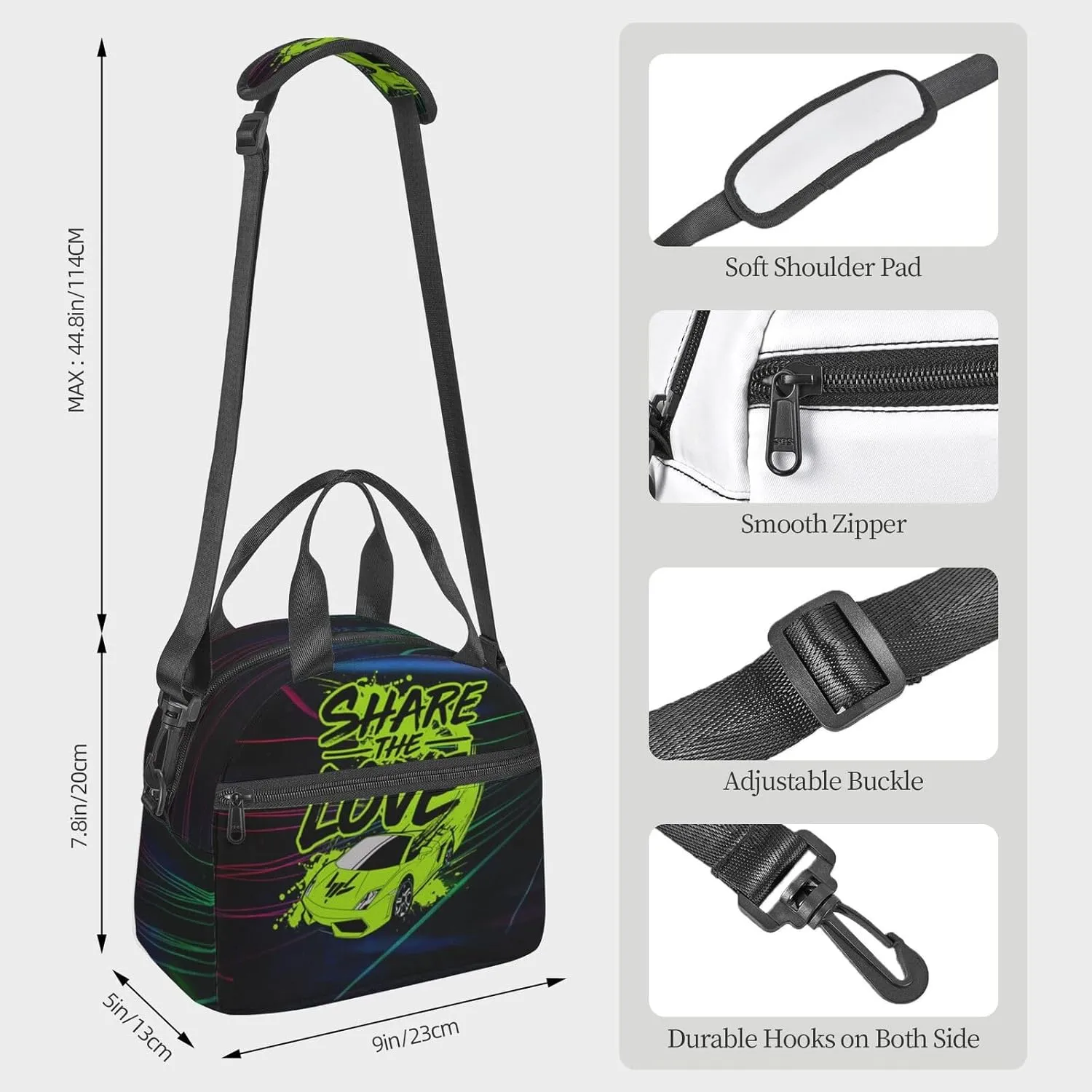 Casual Travel Daypacks Backpack With Lunch Box Sets Adjustable Shoulder Straps, Black4