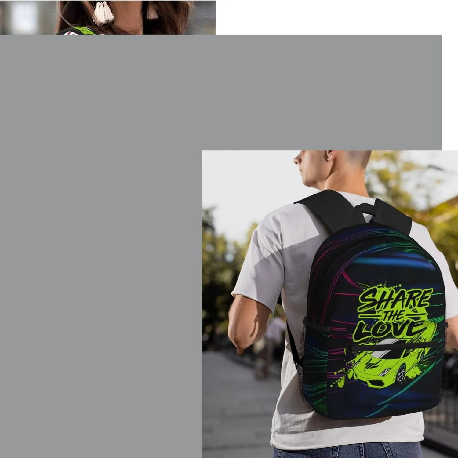 Casual Travel Daypacks Backpack With Lunch Box Sets Adjustable Shoulder Straps, Black4