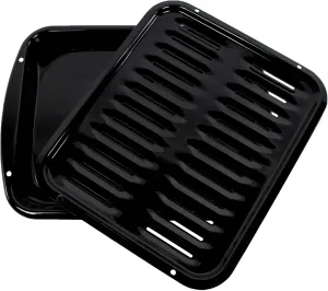 Certified Appliance Accessories SPL50016 Large 2-Piece Broiler Pan & Grill Set Porcelain-on-Steel 16-1/2"x12-3/4"x1-3/4" Broiler Pan for Oven, Black