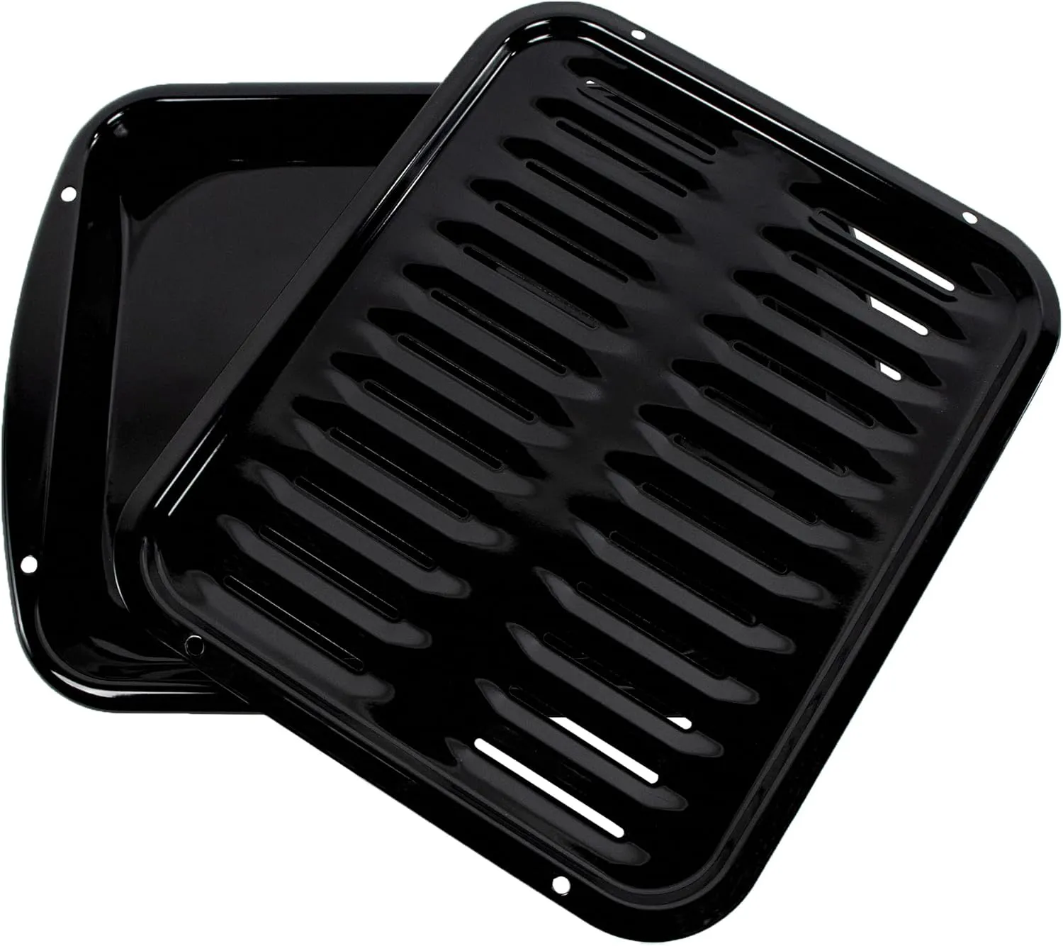 Certified Appliance Accessories SPL50016 Large 2-Piece Broiler Pan & Grill Set Porcelain-on-Steel 16-1/2"x12-3/4"x1-3/4" Broiler Pan for Oven, Black