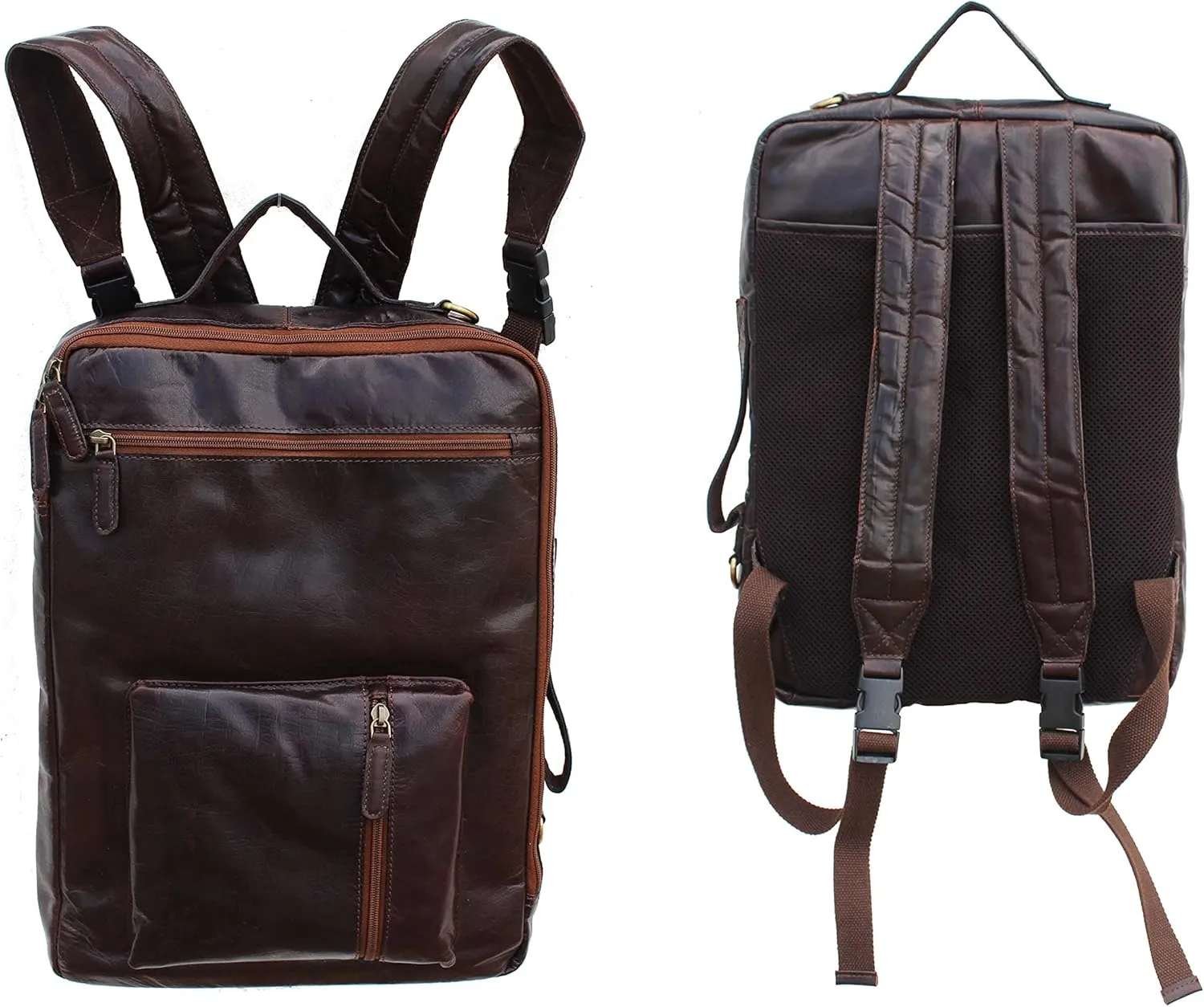 CHALLENGER Handcrafted Vintage Distressed Brown Leather Travel Utility Shoulder Bag for Men Women 18SKB06