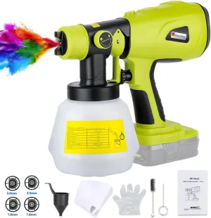 Choerinton Paint Sprayer Cordless Paint Sprayer Compatible with Ryobi Battery, Electric Paint Sprayer HVLP Paint Gun with 3 Patterns 4 Size Nozzles for House Painting Furniture Cabinets(Tool Only)