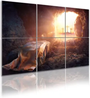 Christian Wall Decor 6 Pack Art Acoustic Panels Resurrection Christ Empty Tomb Focus Shroud Sound Absorbing Panel 48"x72" Soundproof Wall Panels Acoustic Wall Art for Studios, Office, Theaters