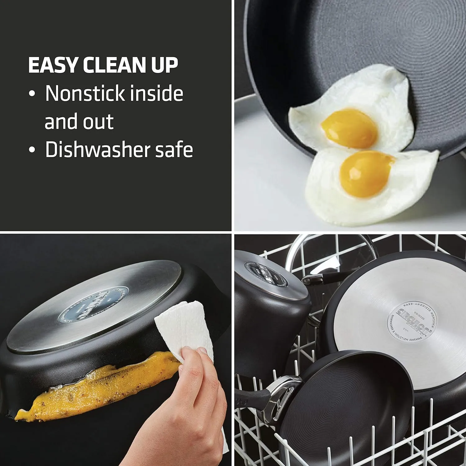 Circulon 87535 Symmetry Hard Anodized Nonstick Cookware Set / Pots and Pans Set - 4 Piece, Black
