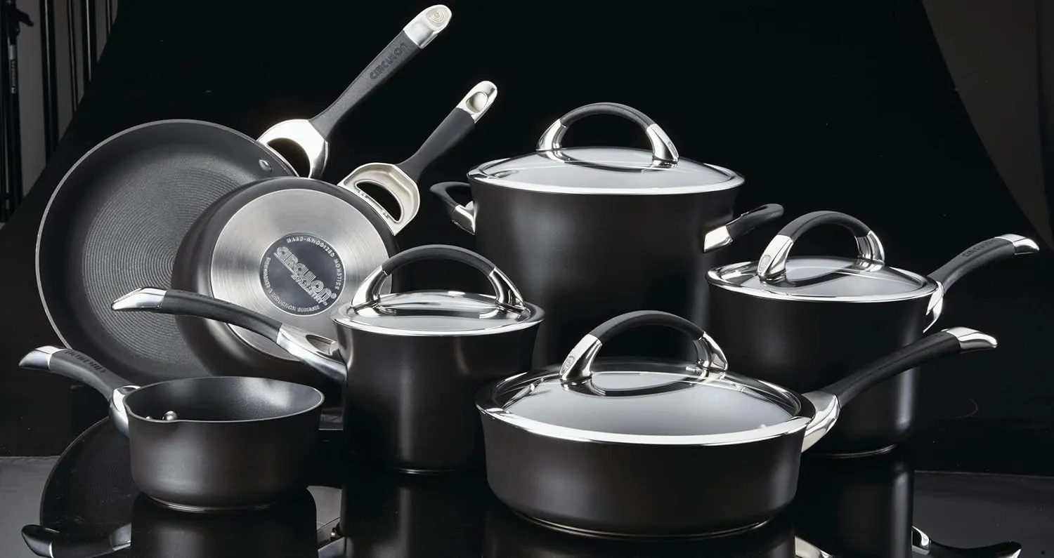 Circulon Symmetry Hard Anodized Nonstick Cookware Pots and Pans Set, 11-Piece, Black