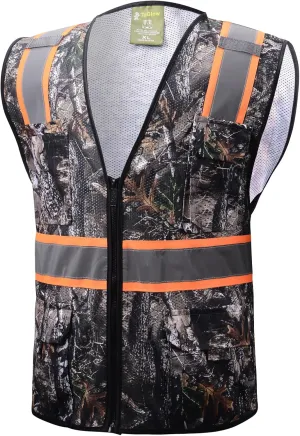 Class 2 High Visibility Reflective Safety Vests Women & Men With 5 Pockets And Zipper Front,Meets Ansi/Isea Standards