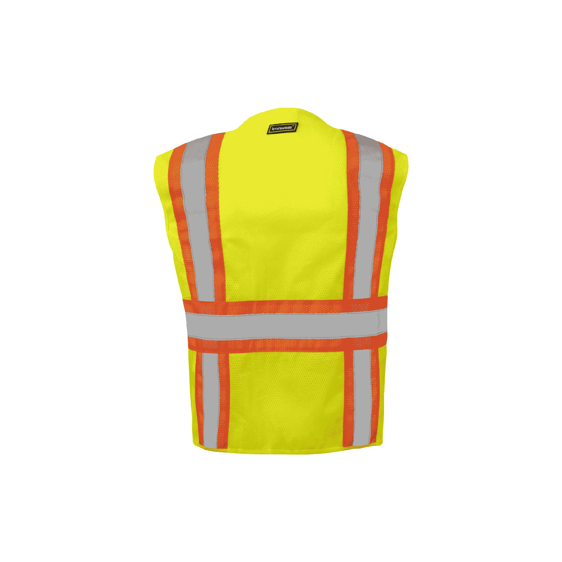Class 2 Lime and Orange Safety Vest with Zipper Closure