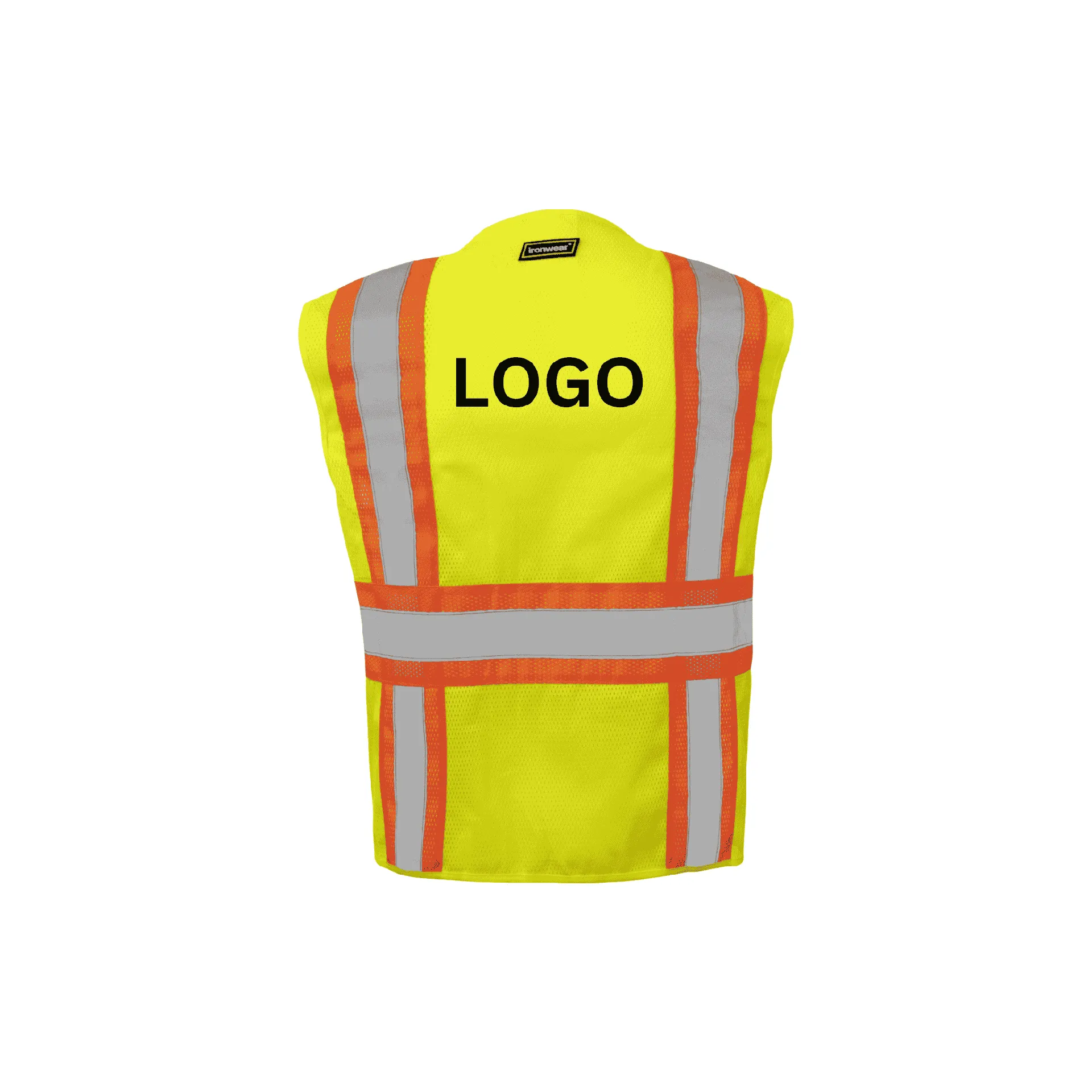 Class 2 Lime and Orange Safety Vest with Zipper Closure