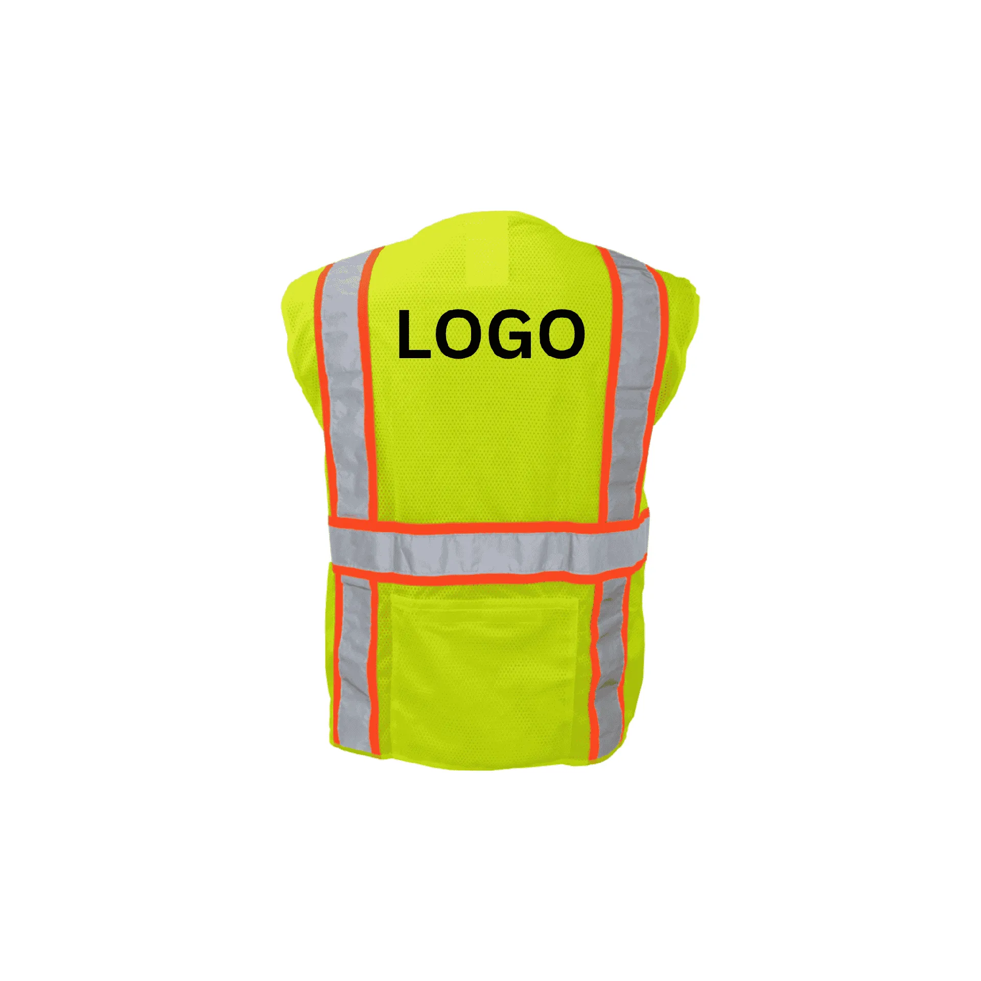 Class 2 Lime Surveyor Safety Vest with Fabric Front and Mesh Back