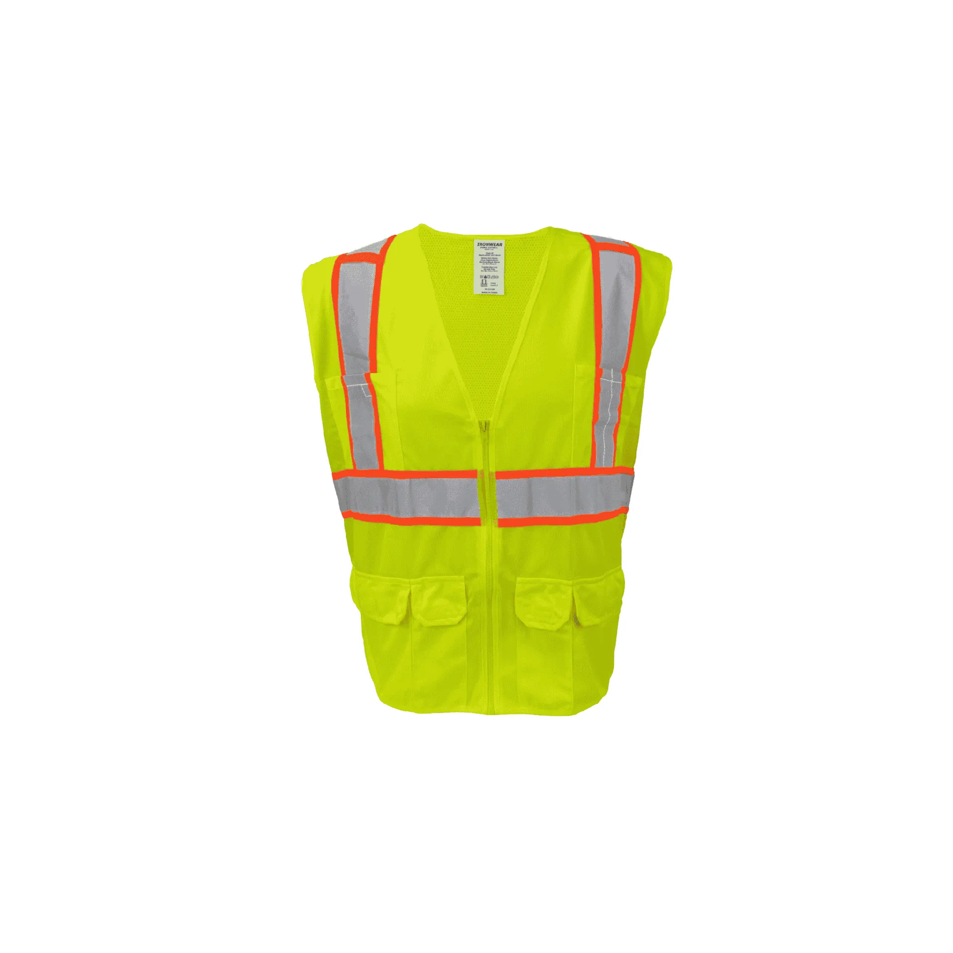 Class 2 Lime Surveyor Safety Vest with Fabric Front and Mesh Back