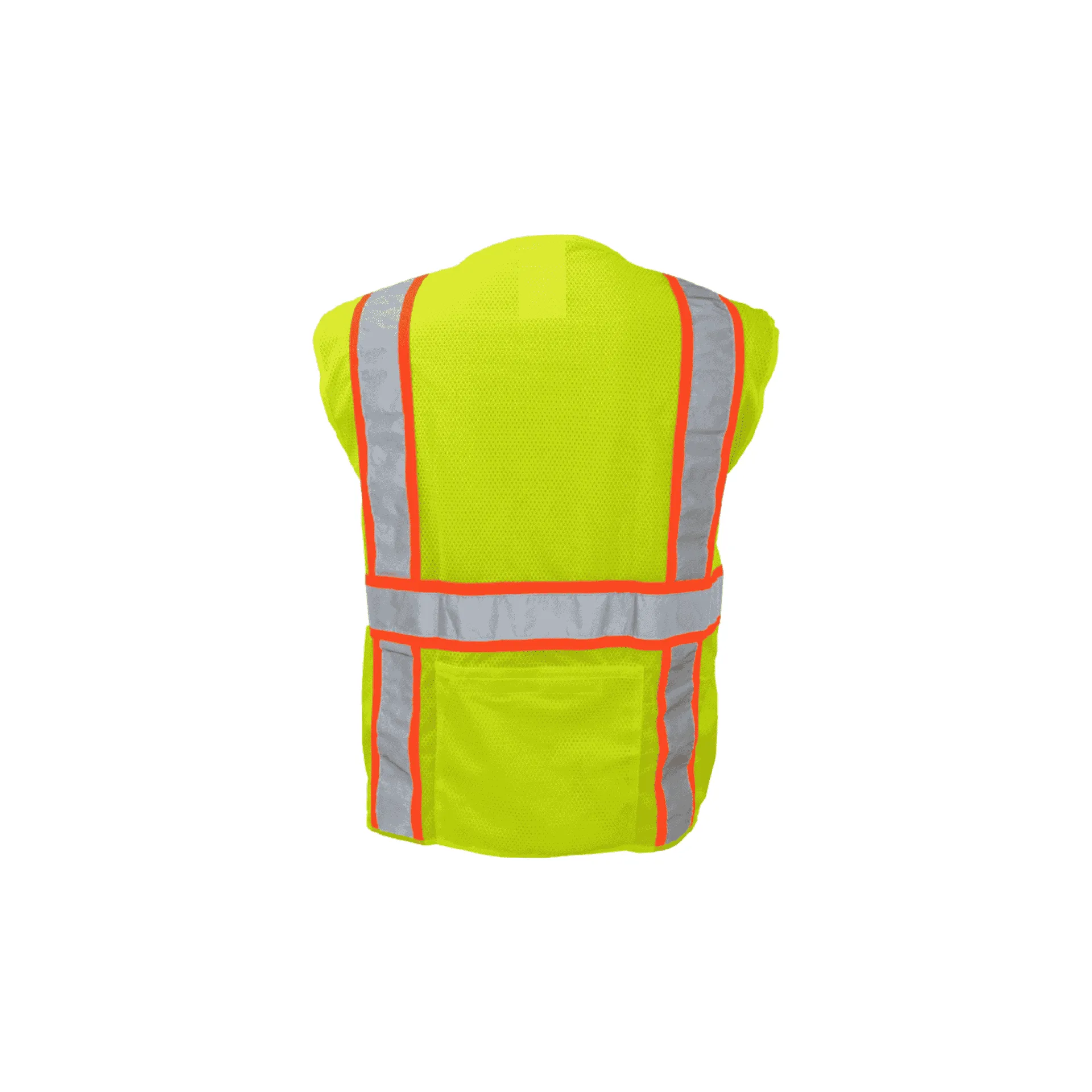 Class 2 Lime Surveyor Safety Vest with Fabric Front and Mesh Back