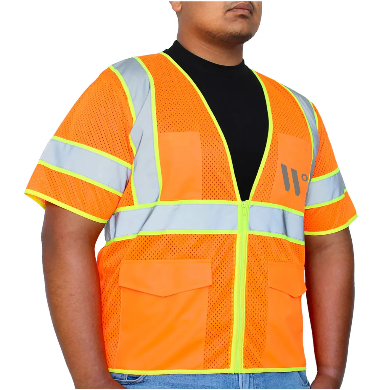 Class 3 Mesh Reflective Vest w/Sleeves (Multi-Pockets)