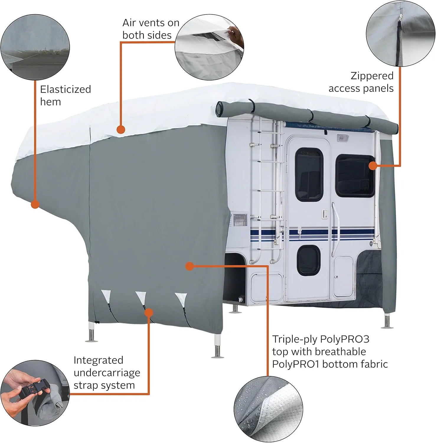 Classic Accessories Over Drive PermaPRO Teardrop Trailer Cover, Fits up to 8'L x 5'W Trailers