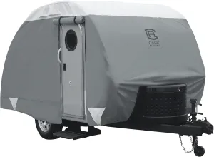 Classic Accessories Over Drive PolyPRO3 Deluxe Sloped Travel Trailer Cover, 19-21', Grey/Snow White