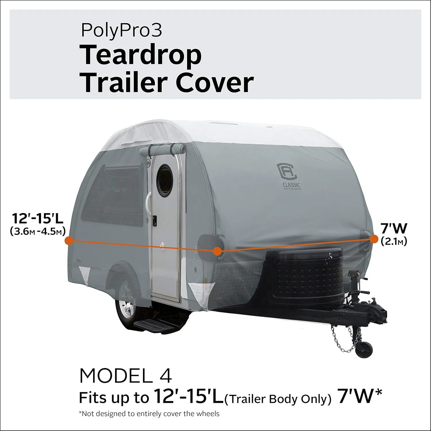 Classic Accessories Over Drive PolyPRO3 Deluxe Sloped Travel Trailer Cover, 19-21', Grey/Snow White