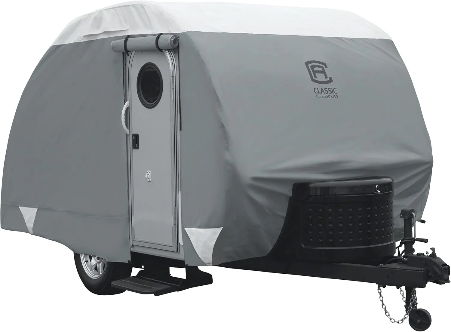 Classic Accessories Over Drive PolyPRO3 Deluxe Sloped Travel Trailer Cover, 19-21', Grey/Snow White