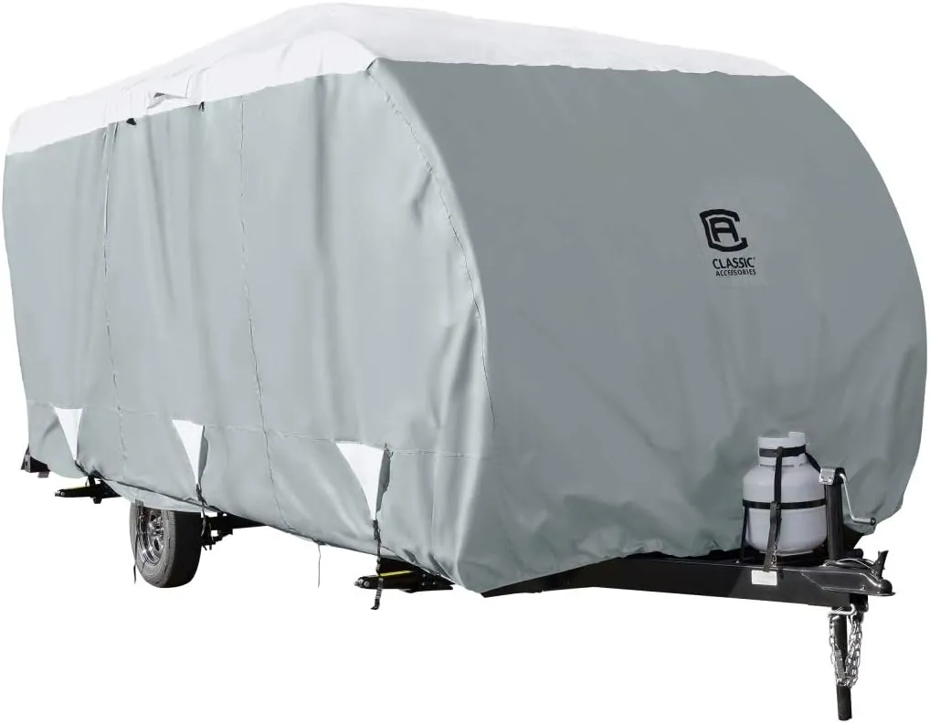 Classic Accessories Over Drive PolyPRO3 Deluxe Sloped Travel Trailer Cover, 19-21', RV Cover, Camper Cover, Travel Trailer Cover