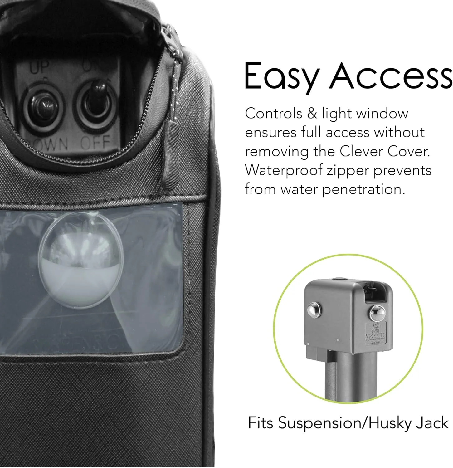 Clever Cover for Husky/Suspension Pro Jacks by Trailersphere Custom Electric Tongue Jack Cover for Trailer, RV, Camper, Chains Holder,Plug Protector,Waterproof (Husky Brute/Suspension Pro Jacks Cover)