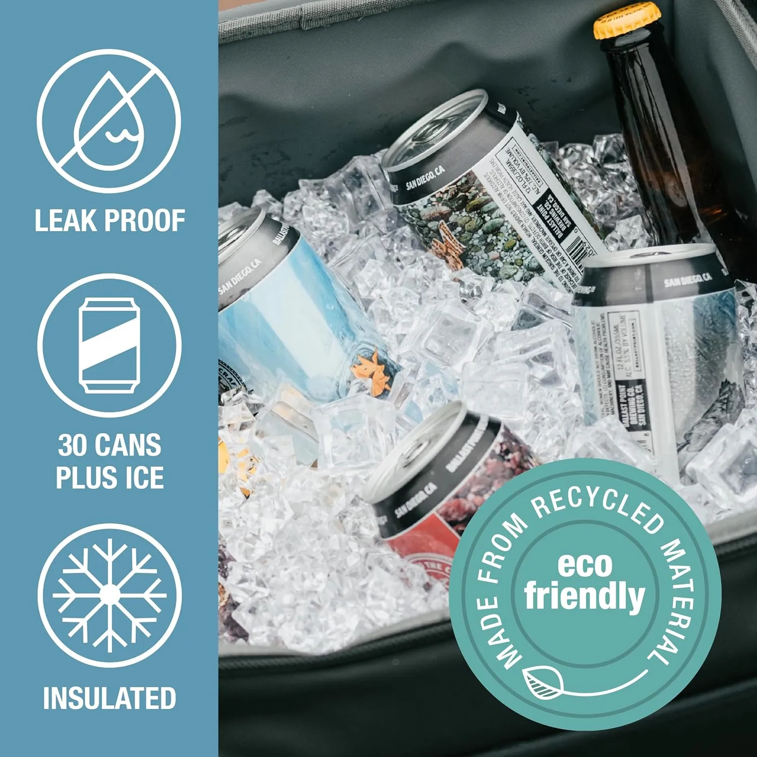 CleverMade Collapsible Insulated Cooler Bag – 30 Can Leakproof Soft Cooler for Beach, Travel, Car – Shoulder Strap, Bottle Opener – Rose Gold