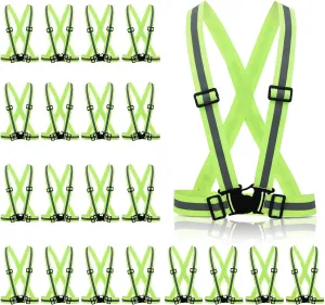 cobee 20 Pcs High Visibility Reflective Vests, Adjustable Safety Vests with Quick Release Buckle Bright Yellow Reflector for Running Cycling Construction